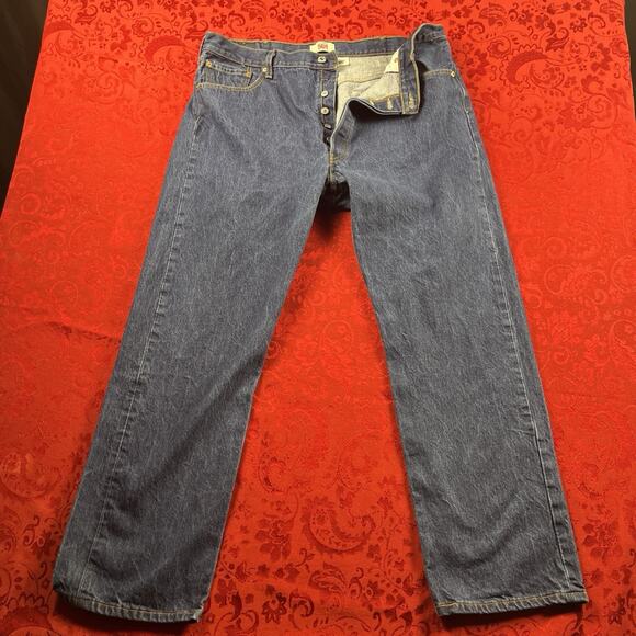 Levis 501 Denim Jeans Mens 42x34(38x32”) Button Fly Medium Wash Straight Y2K VTG - Picture 1 of 7